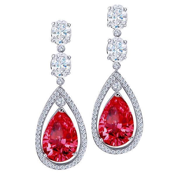 Drop style chandelier earrings ruby & diamonds 3.50 carat earring white gold Ear Ring, Jewelry Post, Ring White Gold, Ruby Earrings, Ruby Jewelry, Ruby Diamond, Dream Jewelry, Style Earrings, White Ring