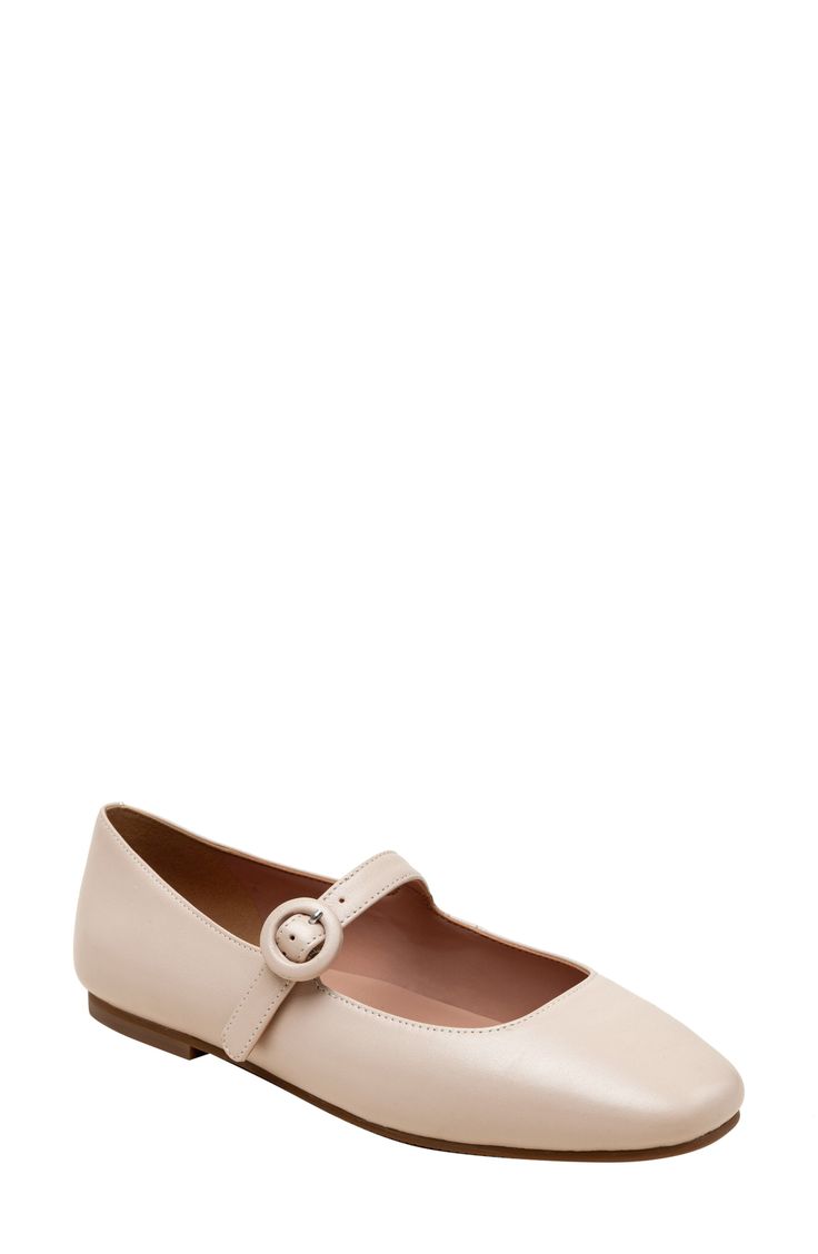 An adjustable mary jane strap lends retro-inspired appeal to a rich leather flat fashioned with a squared-off toe for contemporary appeal. Cushioned footbed Slip-resistant sole Leather upper/synthetic lining/rubber sole Imported Mary Jane Flats With Buckle Closure And Pointed Toe, Mary Jane Flats With Buckle Closure And Almond Toe, Mary Jane Flats With Heel Strap, Classic Ballet Flats With Buckle Closure And Almond Toe, Mary Jane Ballet Flats With Buckle And Pointed Toe, Chic Closed Toe Ballet Flats With Buckle, Classic Flats With Heel Strap, Chic Flat Mary Janes With Buckle Closure, Mary Jane Flats With Medium Width