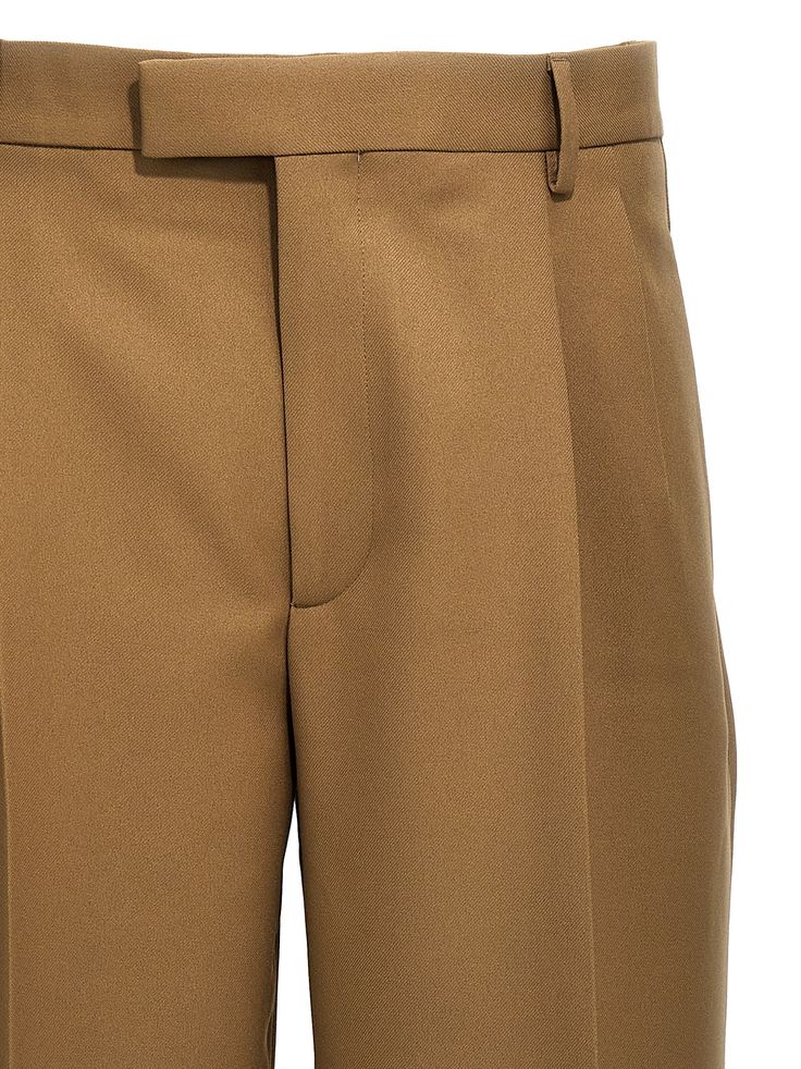 100% Polyester - Two side pockets - Belt loops - Machine wash - Two back pockets - Button, hook and zip closure - Loose-fitting legs - Back patch logo detail Luxury Beige Chinos With Welt Pockets, Classic Gucci Workwear Pants, Luxury Khaki Trousers, Gucci Cotton Pants With Pockets, Gucci Workwear Trousers, Cheap Gucci, John Lobb, Guccio Gucci, Burberry Hat