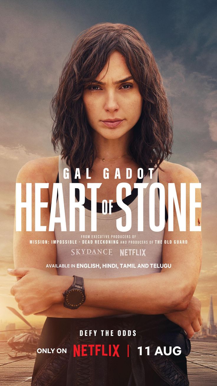 the poster for heart of stone, starring in netflix's next series and being released on netflix