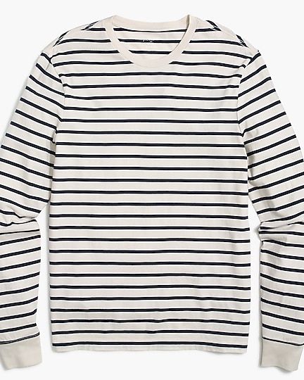 Long Sleeve Tee Outfit, J Crew Style, Long Sleeve Striped Top, Long Sleeve Jersey, J Crew Factory, Jersey Tee, Striped Tee, Striped Long Sleeve, Casual T Shirts