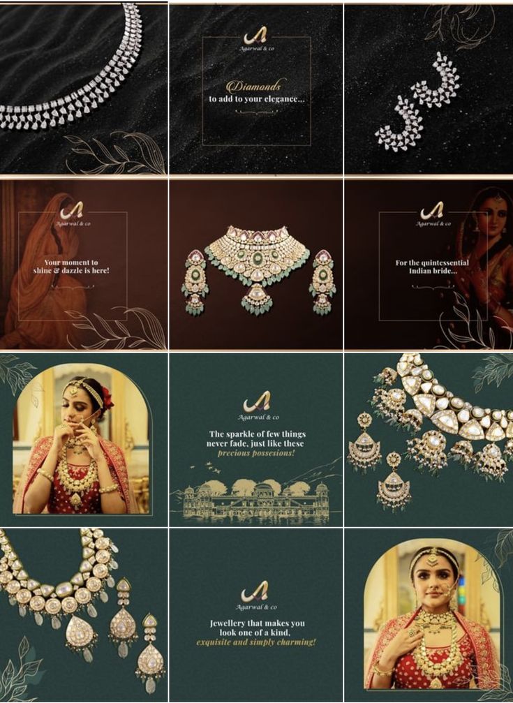 Jewellers Instagram Grid, Indian Jewellery Instagram Layout, Jewellery Polls Instagram, Jewellery Instagram Grid Layout, Jewellery Magazine Cover, Jewellery Creatives For Social Media, Jewellery Logo Design Ideas Aesthetic, Jewellery Social Media Grid, Jewellery Grid Design