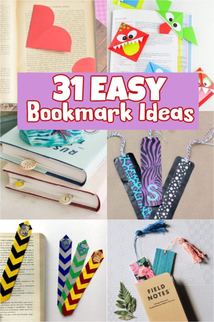 books with different bookmarks on them and the words, easy bookmark ideas written below