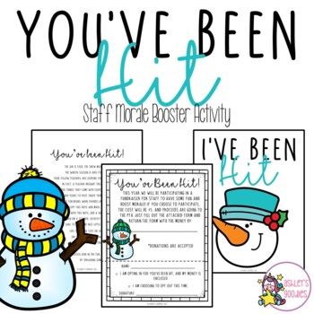 a snowman with a hat and scarf next to an i've been poster