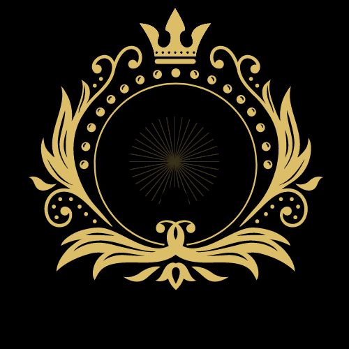 a gold emblem with a crown on it