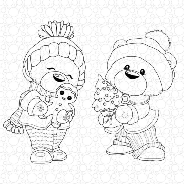 two teddy bears are standing next to each other and one is holding something in his hand