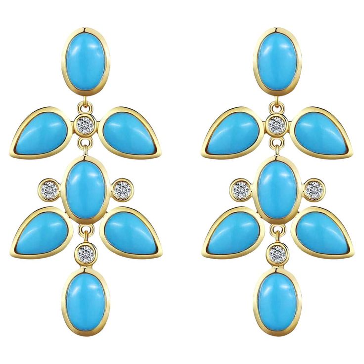 The Nina Zhou Turquoise Diamond Drop Earrings are a stunning testament to timeless elegance and vibrant beauty. These exquisite earrings feature captivating turquoise stones, celebrated for their vivid blue-green hue that evokes the serenity of tropical waters. Each turquoise is carefully selected and expertly cut to highlight its natural color and intricate veining, serving as the focal point of these drop earrings. Complementing the turquoise are sparkling diamonds, meticulously set to enhance Elegant Turquoise Drop Crystal Earrings, Elegant Turquoise Chandelier Earrings, Luxury Turquoise Diamond Earrings, Luxury Turquoise Dangle Earrings, Luxury Turquoise Drop Earrings, Morganite Diamond, Pink Morganite, Heart Drop Earrings, Diamond Drop Earrings