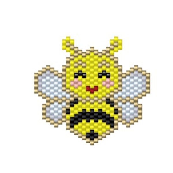 a pixelated image of a yellow and black bee