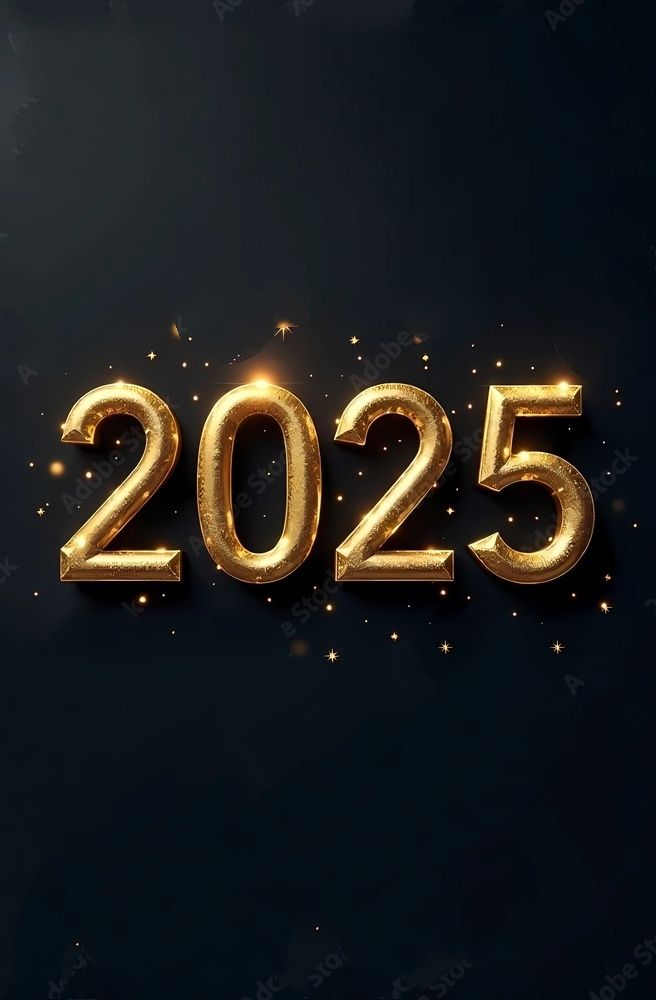 the number 2055 is made out of gold foil and sparkles on a black background