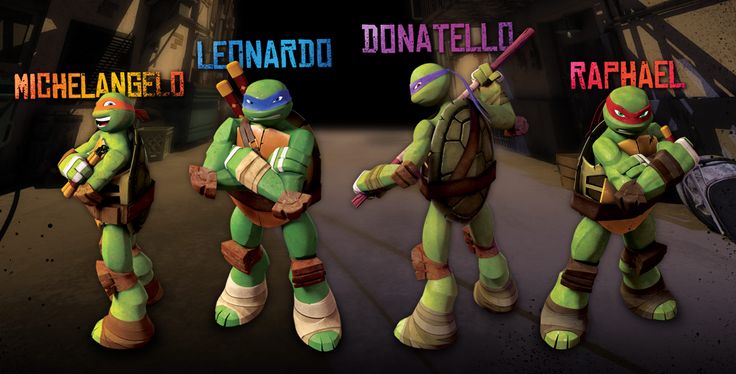 the teenaged turtles are all in different poses