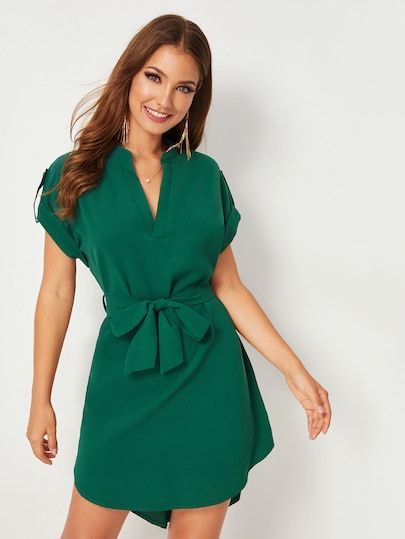 Maxi Dress Formal, Roll Up Sleeves, Short Sleeve Dress, Tie Dress, Belted Dress, Lany, Green Dress, Sleeve Dress, Dress Length