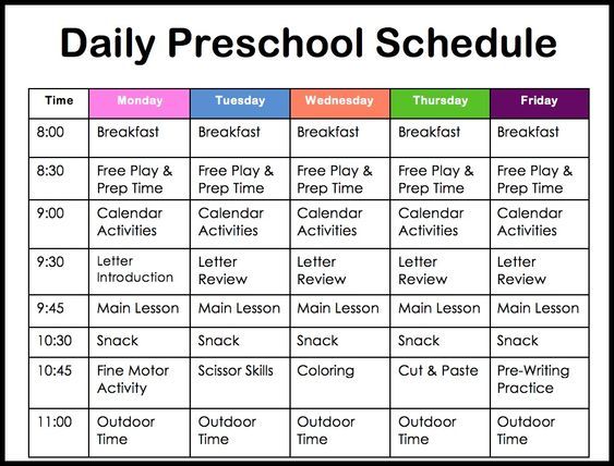 the daily preschool schedule for each child