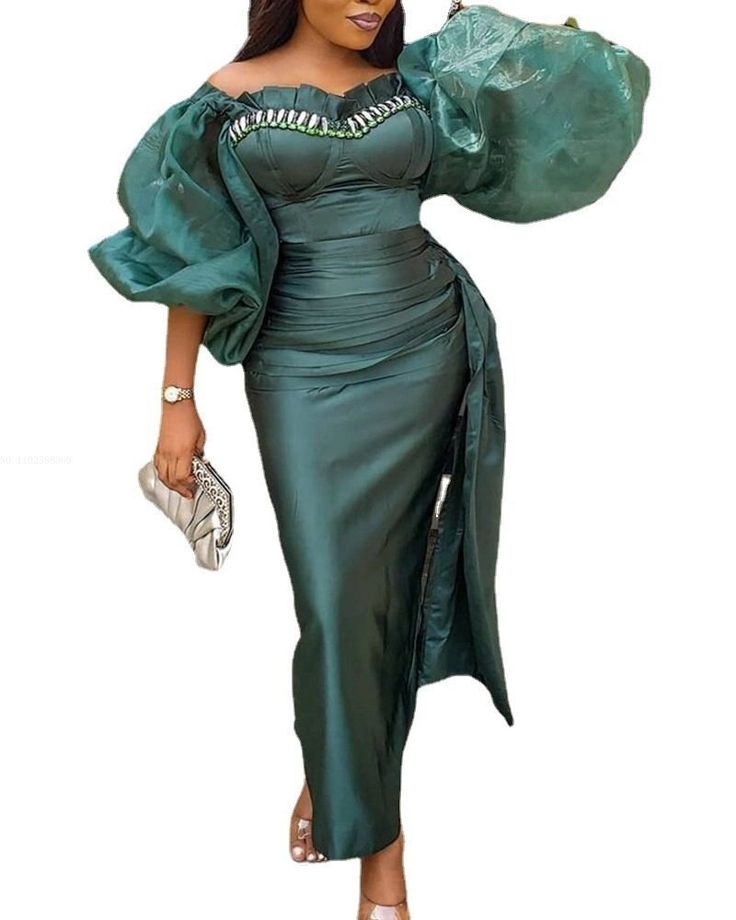 Product Show: Nigeria Clothes, Green Plus Size Dresses, Dresses Ruffles, Dashiki Fashion, High Waist Long Skirt, African Maxi Dresses, Green Wrap, Dress Office, Cotton Long Dress