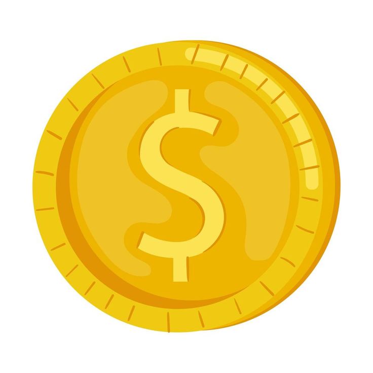 a gold coin with a dollar sign on it