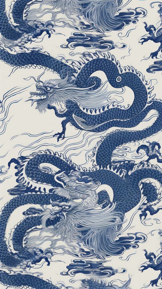 Chinese dragon art sketch blue.  | premium image by rawpixel.com / Nardsucha Dragon Print Wallpaper, China Blue Aesthetic, Dragon Pattern Wallpaper, Blue China Wallpaper, 4289 6395 Wallpaper, Wallpaper Iphone Chinese, Chinese Blue Aesthetic, Blue Chinese Aesthetic, Dragon Art Aesthetic