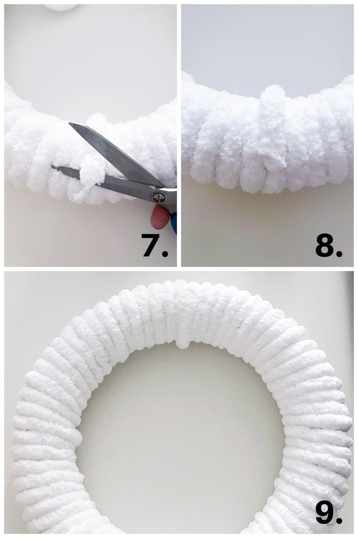 instructions for how to make a cotton wreath