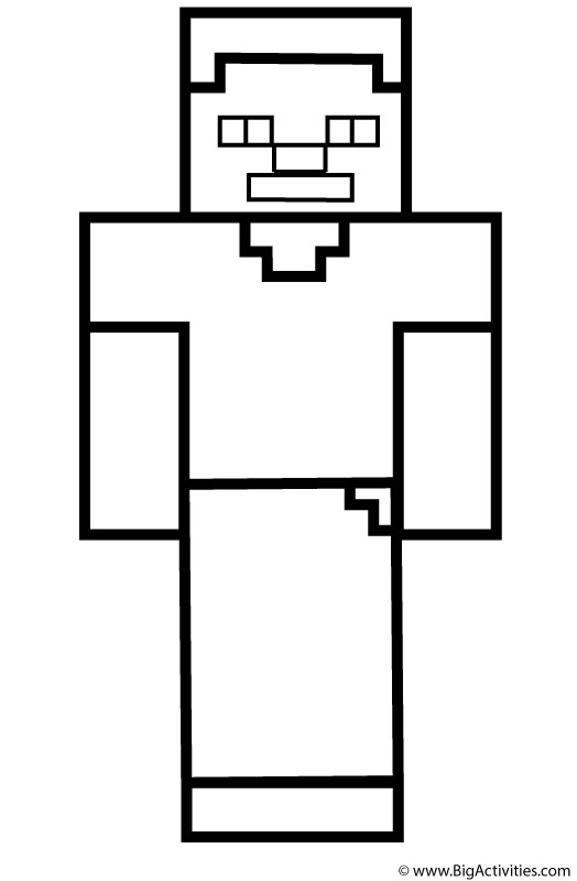 an image of a minecraft character that is in the middle of a coloring page