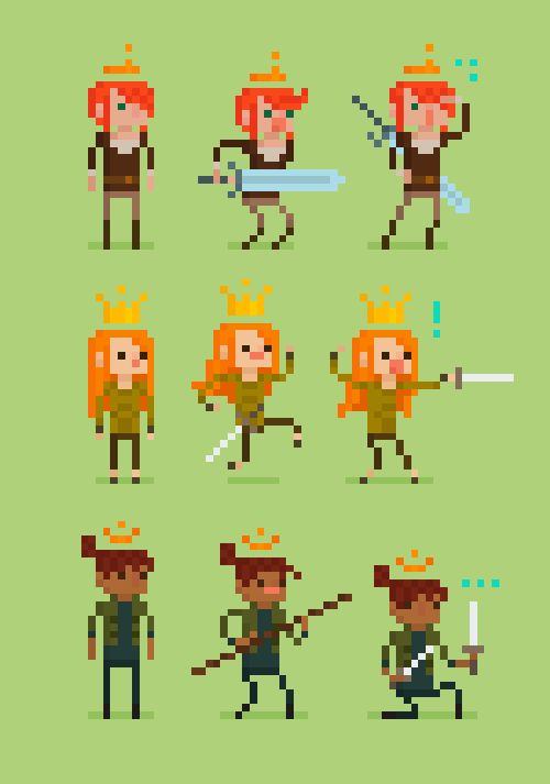 pixel art with different types of people