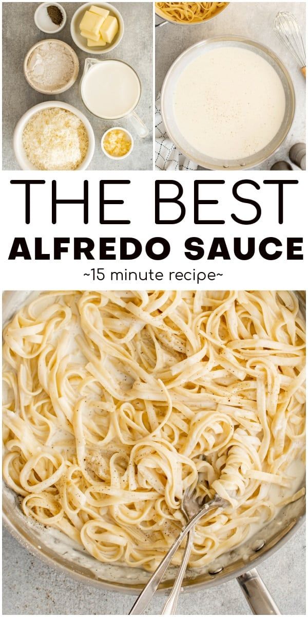 the best alfredo sauce is in a pan and ready to be eaten with some other ingredients