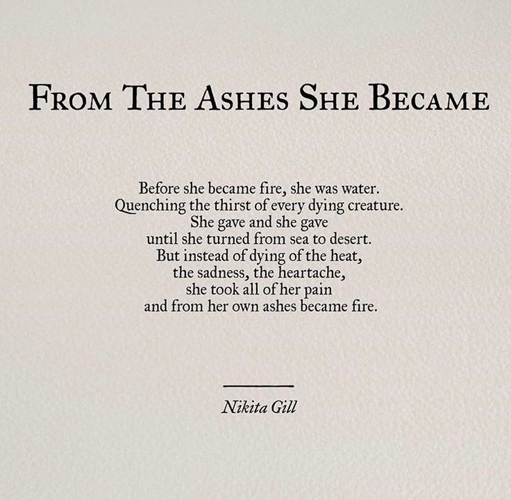 a poem written in black ink on white paper with the words from the ashes she came