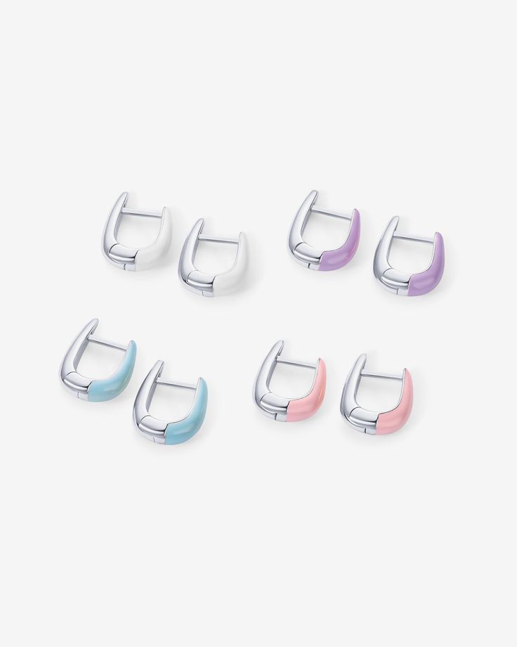 Elevate your style with our trendy colored enamel earrings. These earrings strike the perfect balance between statement and subtlety. Ideal for the contemporary woman, they suit any look, from daytime casual to evening chic. Materials: 14K yellow or white gold plated. 925 sterling silver posts. Blue, Pink, Purple or White Enamel. Measurements: Length: 16mm; Width: 12mm. Pink Enamel, Enamel Earrings, Recycled Metal, White Enamel, Everyday Jewelry, Quality Jewelry, Body Oil, Jewelry Organization, Post Earrings