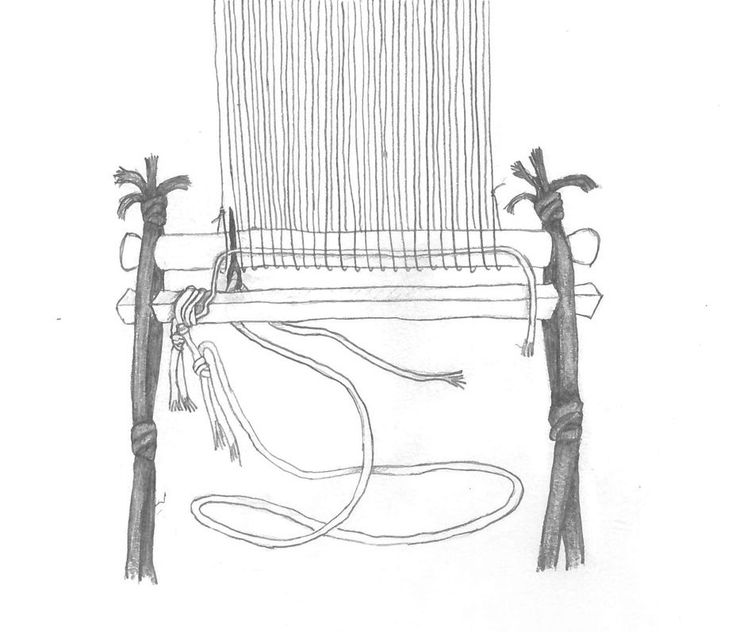 a drawing of some trees and wires in front of a window with curtains on the windowsill