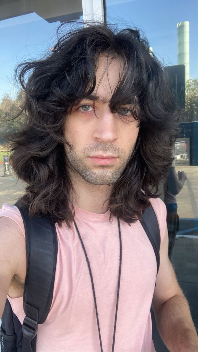 Just a photo I took while waiting for my uber after five hours on a plane Long Hair Glasses Man, Long Men Haircut, Mens Long Haircuts, Wavy Wolf Cut Men, Long Hair For Guys, 1970s Mens Hair, Long Layered Hair Men, Long Frizzy Hair, Floofy Hair