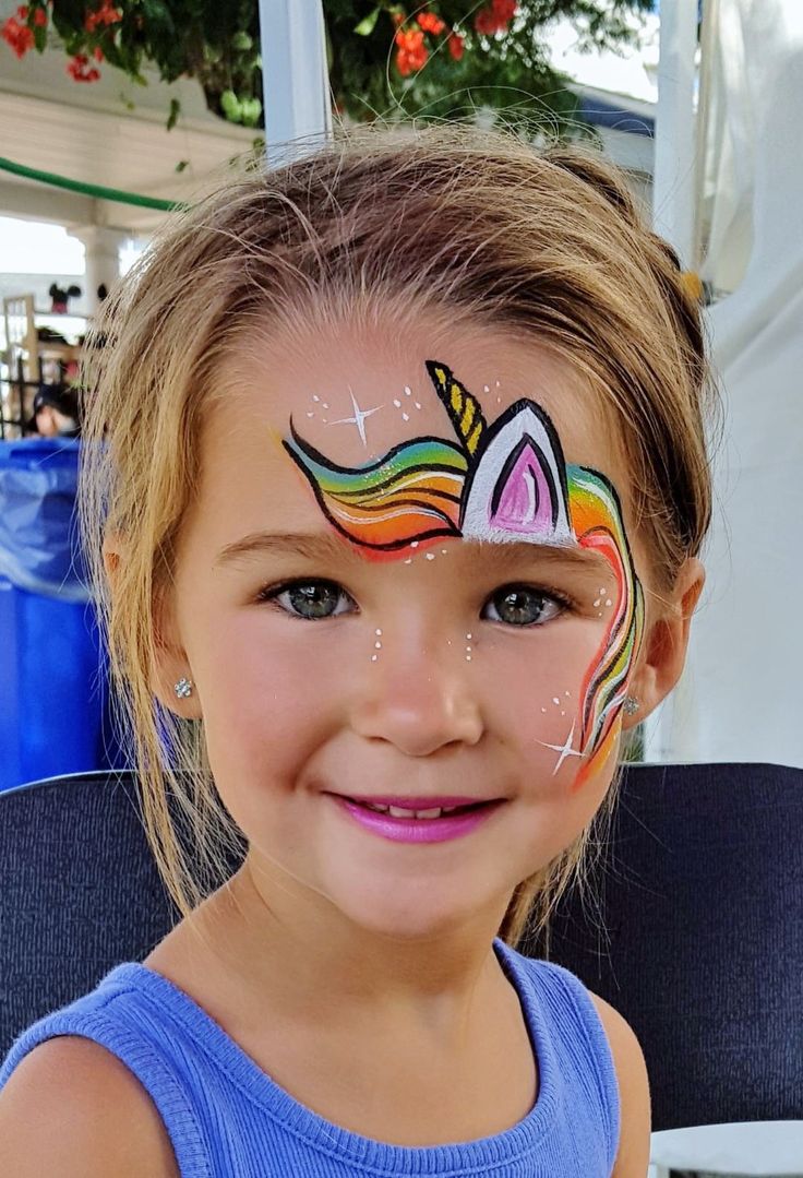 Face Painting Unicorn, Easy Face Painting Designs, Girl Face Painting, Galaxy Makeup, Face Painting Tutorials, Soya Mumu, Festival Face, Face Painting Easy, Kids Face Paint