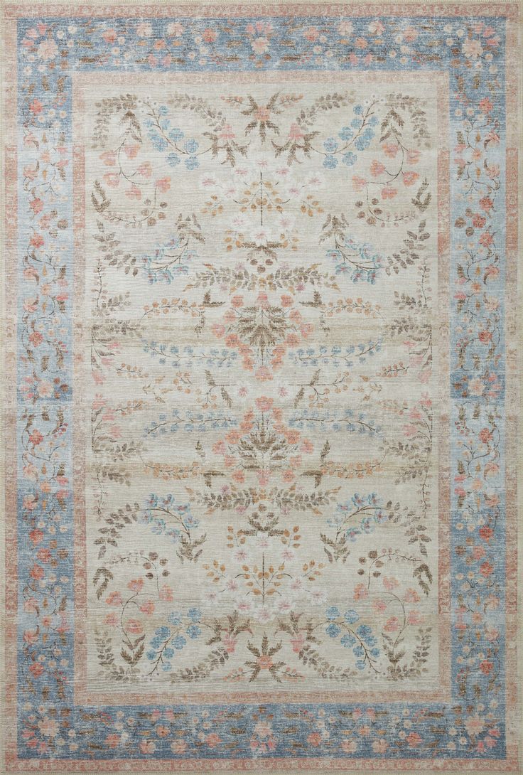 French Country Cottage Living Room Rugs, Cute Small Rugs For Bedrooms, Blue And White Rug Bedroom, Vintage Floral Rug, Pastel Area Rug, Coastal Living Room Rug, Whimsical Decor Bedroom, French Country Rugs, Apartment Rug