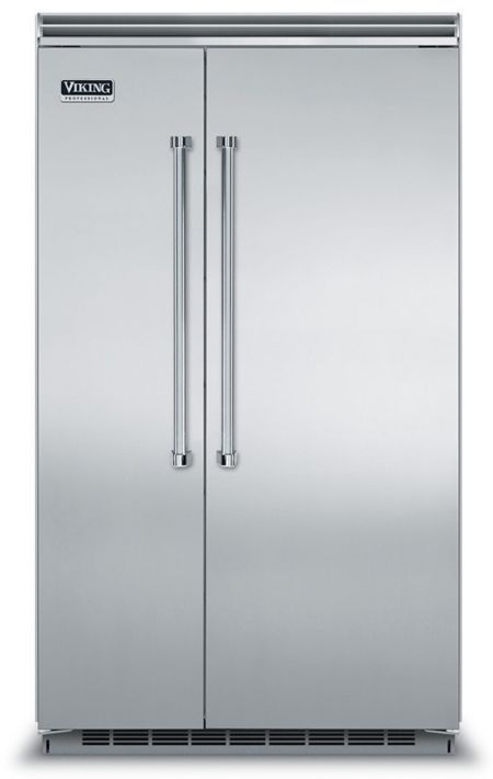 a stainless steel double door refrigerator freezer