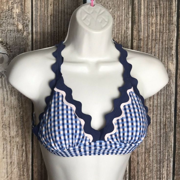 Xhilaration Nwt Swimsuit Bikini Top ~ Sz Xs ~ Blue Plaid ~ Cross Straps Item Is New With Tags. Blue Stretch Lined Swimwear, Blue Halter Neck Tankini For Vacation, Blue Lined Tankini For Poolside, Blue Lined Tankini For Sunbathing, Lined Blue Tankini For Sunbathing, Blue Lined Summer Swimwear, Summer Blue Lined Swimwear, Beachy Blue Fitted Tankini, Poolside Blue Lined Tankini