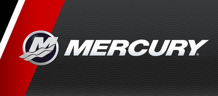 the mercury logo is shown on a red and black background