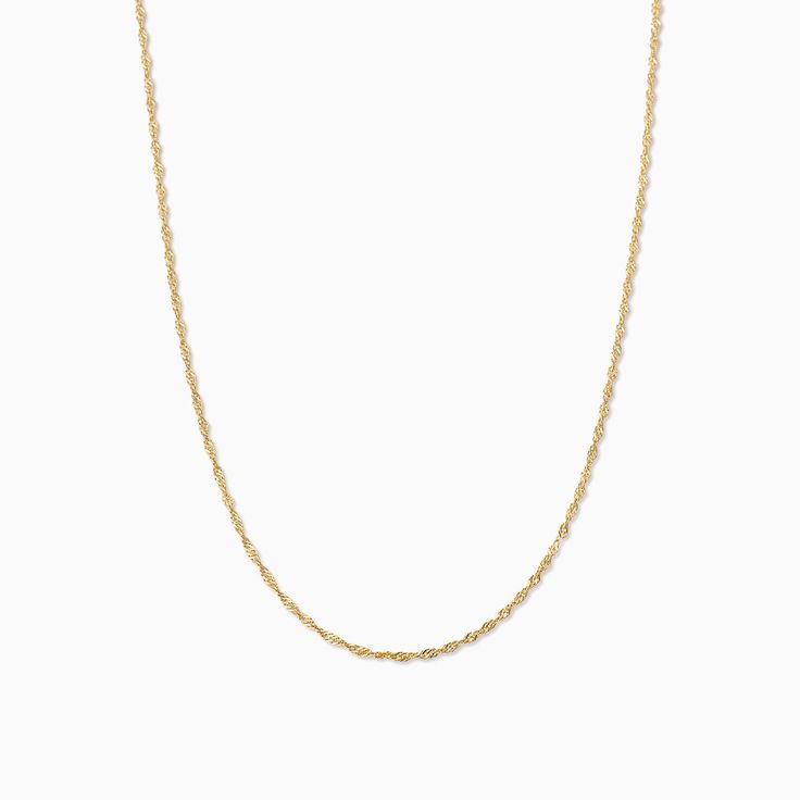 The perfect everyday chain necklace. Crafted with 18k gold over sterling silver, our Twist Chain Vermeil Necklace looks good on its own but can also be layered with whatever you want. For a necklace layering look our stylists love, pair this simple chain necklace with our Triangle Diamond Vermeil Lariat Necklace. Yellow Gold Chain Necklace With Figaro Chain For Layering, Gold Rope Chain Necklace With Figaro Style, Classic Charm Necklace With Delicate Chain For Everyday, Everyday Gold Rope Chain Necklace With Delicate Chain, Dainty Gold Rope Chain Necklace With Delicate Chain, Everyday Yellow Gold Figaro Rope Chain Necklace, Minimalist Yellow Gold Rope Chain Necklace For Everyday, Dainty Gold Rope Chain Necklace, Elegant Rope Chain Necklace For Everyday