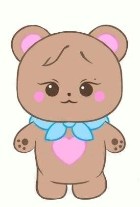 a brown teddy bear with a blue bow around its neck and eyes, standing in front of a white background