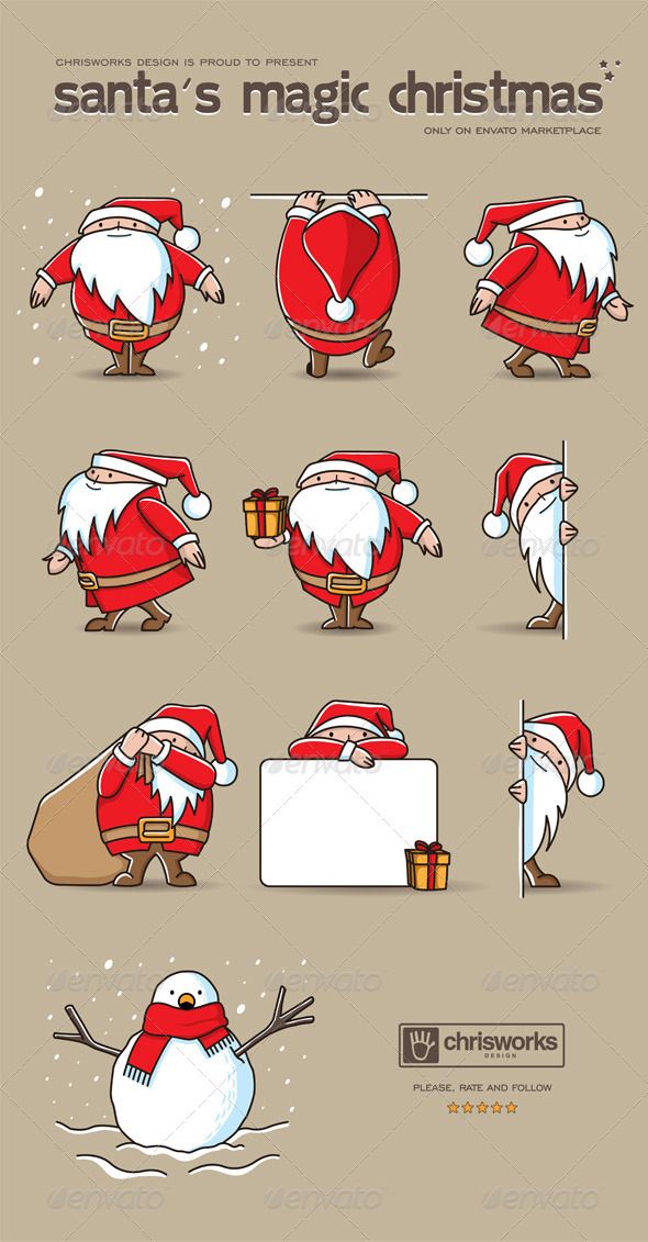 santa's magic christmas character pack - characters illustrations