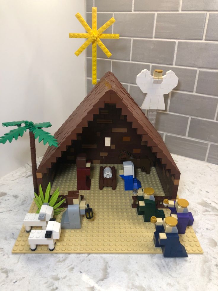 a nativity scene made out of legos