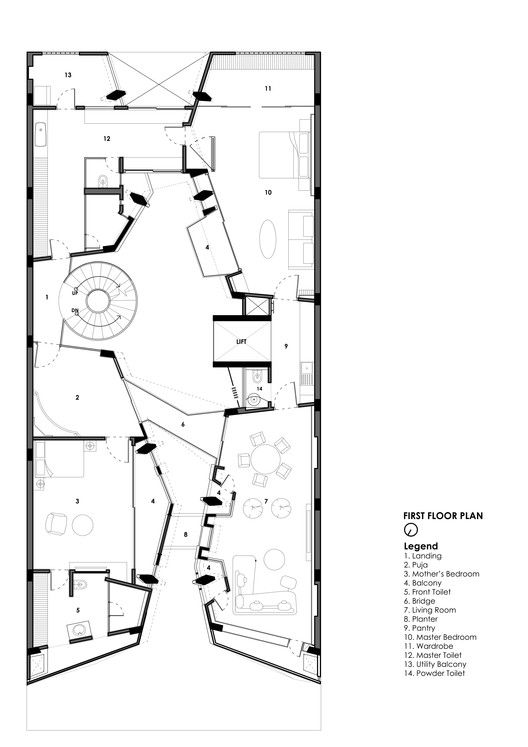 the floor plan for an office building with multiple floors and stairs, including a spiral staircase