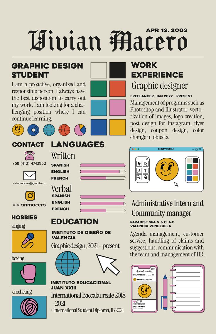 an info sheet with the words and symbols in different colors, shapes, and sizes