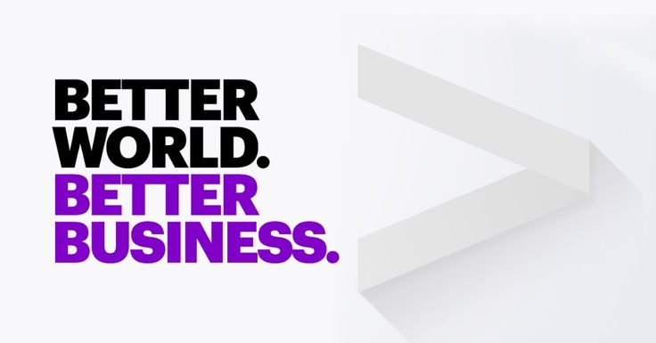 the words better world, better business are shown in purple and black on a white background