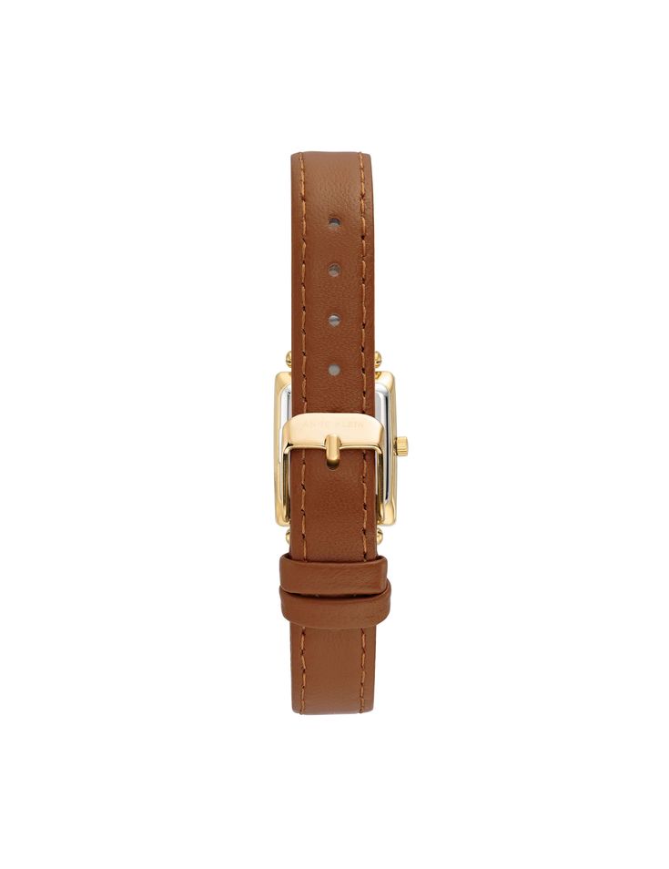 Featuring a sleek rectangular case, this timeless watch boasts a Roman numeral dial and leather strap for a flash of classic luxury. Band Length: 8.5" Case width: 21.5mm. Band width: 12mm. Timeless Rectangular Everyday Watch, Timeless Rectangular Watch Accessories For Everyday, Classic Analog Rectangular Watch Accessories, Timeless Rectangular Everyday Watch Accessories, Everyday Timeless Rectangular Watch Accessories, Rectangular Quartz Watch For Everyday Use, Classic Rectangular Watch Accessories For Everyday, Classic Everyday Rectangular Watch Accessories, Everyday Watches With Leather Strap And Rectangular Dial