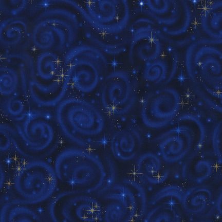 an abstract blue background with stars and swirls