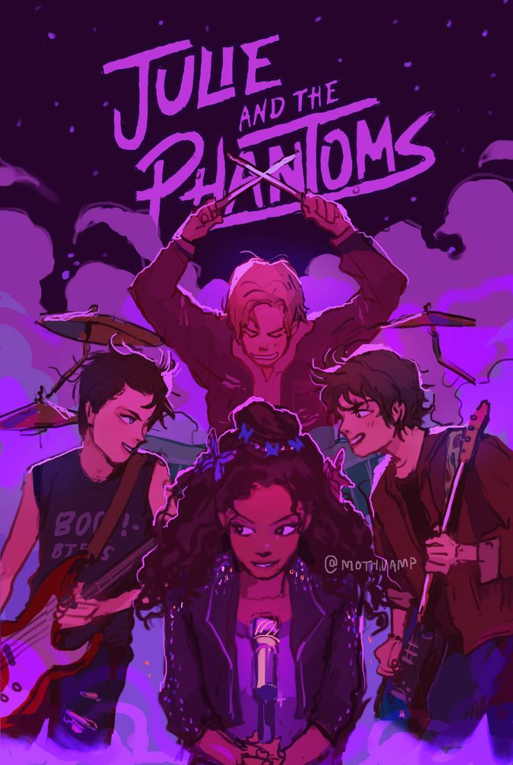 the cover art for julia and the phantoms, which is featured in an animated style