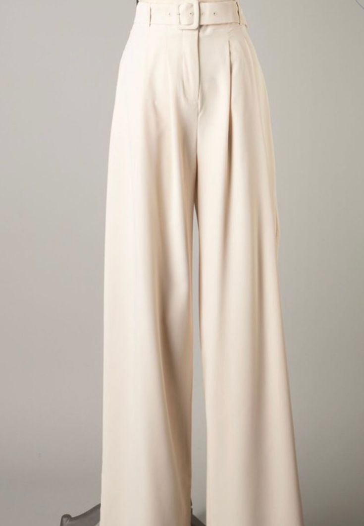 Solid palazzo pant with belt and front pockets. 100% Polyester ✔️ Style: Casual - Elegant ✔️ This piece is ideal for office, resort, vacation, cruising, brunch, birthday, anniversary, etc. 💛 Follow us on Facebook , Instagram and Pinterest. Return Policy Due to Covid-19 we will not be accepting returns or exchanges until further notice. Ivory Pants, Business Clothes, Cute School Stationary, Palazzo Pant, Resort Vacation, Beige Pants, Stationary School, Light Academia, Business Outfits