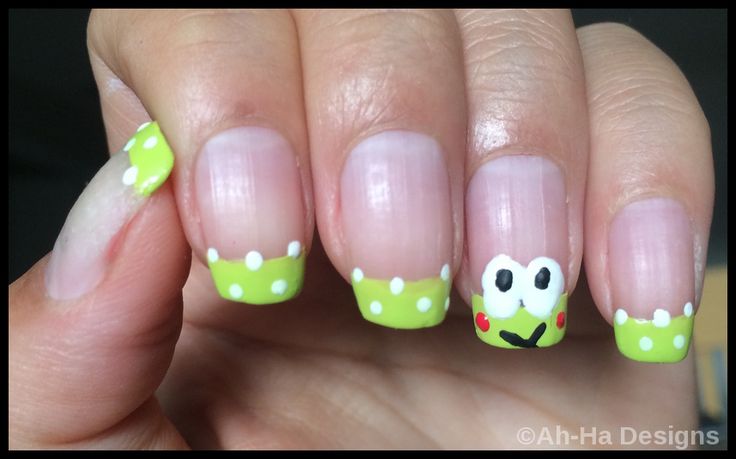 Keroppi Nails Short, Keroppi Nails, Hello Kitty Nails, Nail Art Hacks, Pretty Acrylic Nails, Nail Lacquer, Nail Inspo, Wool Felt, New Color