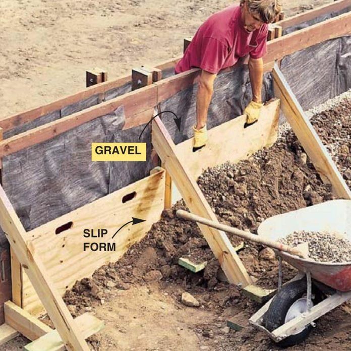 a man is working on the foundation of a house