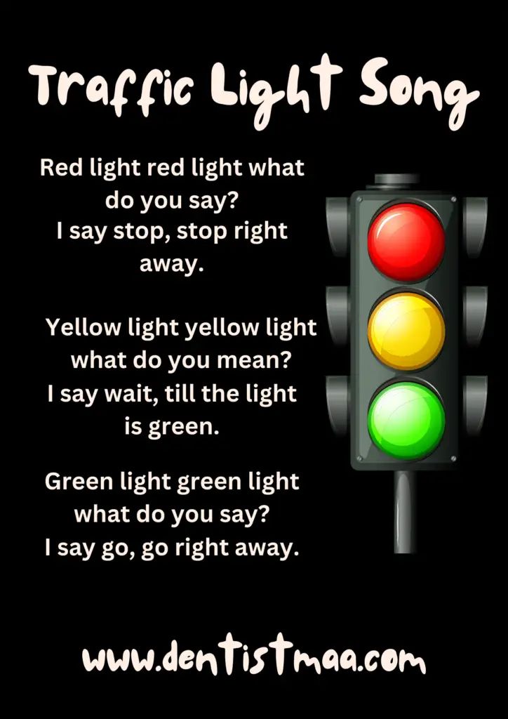 a traffic light with the words traffic light song written below it