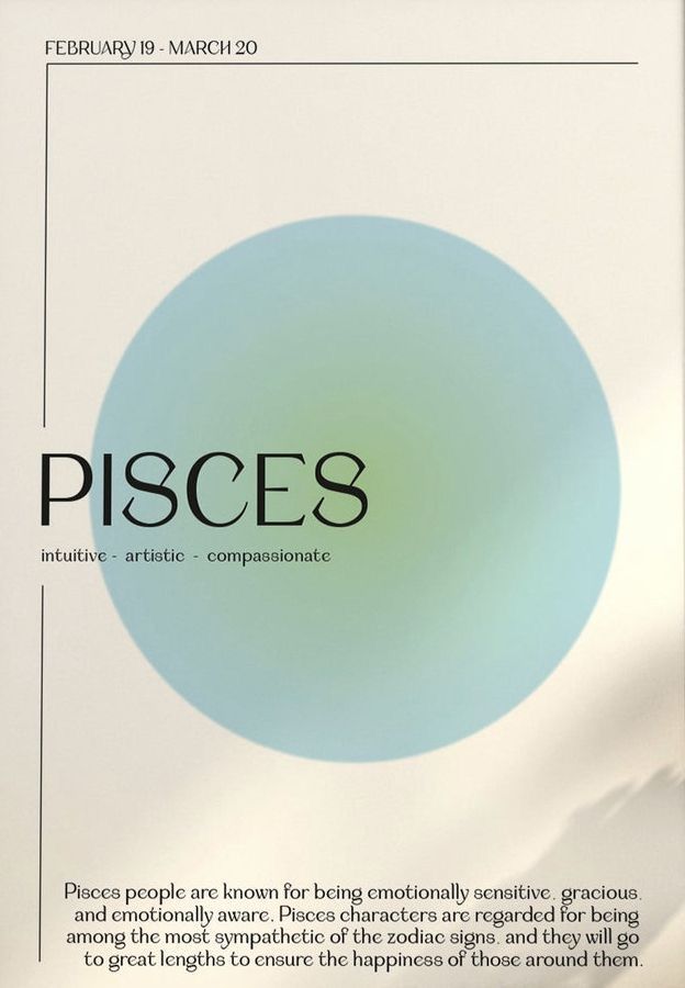 an advertisement for pisces is shown in black and white, with blue circles