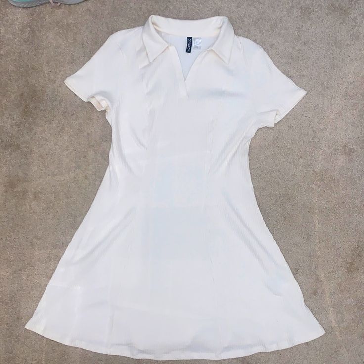 Brand New Without Tags. Size Large From H&M’s Divided Line. Color Is An Ivory. H&m Casual Cream Dress, Casual Cream H&m Dress, Casual H&m Cream Dress, H&m Fitted White Mini Dress, H&m White V-neck Mini Dress, Fitted White Mini Dress By H&m, Collared Dress, H M Dresses, Hm Dress