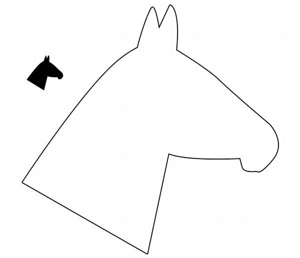 a horse's head is shown in black and white, with the shape of a horse's head