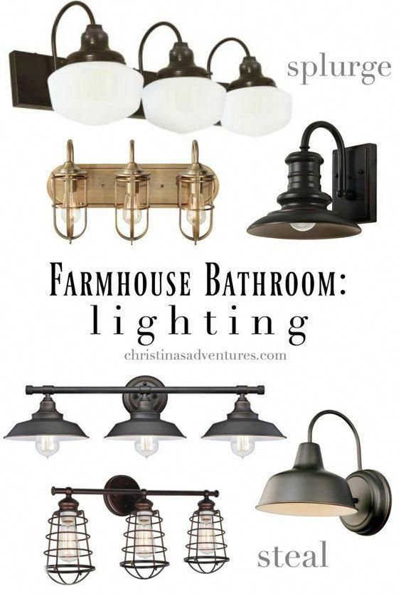 the farmhouse bathroom lighting fixtures are shown